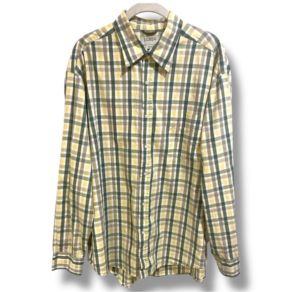 J. Crew Other - J.Crew  Yellow,Olive, Khaki, and White Plaid Button Down shirt Size Large
